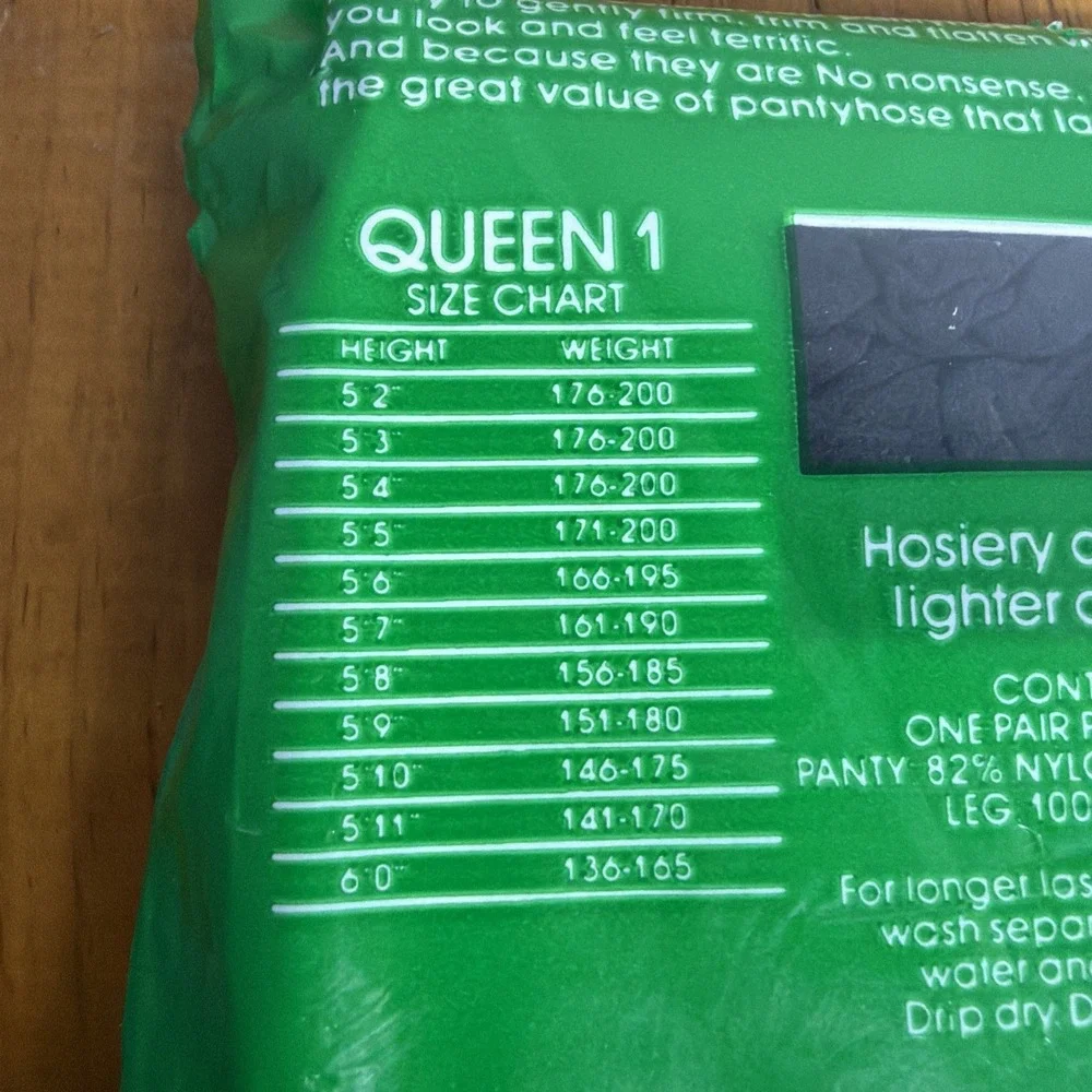 Vintage No Nonsense Control Top Pantyhose‎ Queen 1 Off Black Sandalfoot Sealed
